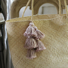 Load image into Gallery viewer, Borneo Sani Straw Tote Bag - with Pale Blush Tassels

