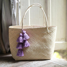 Load image into Gallery viewer, Borneo Sani Straw Tote Bag - with Purple Tassels (Pre-order)
