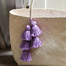 Load image into Gallery viewer, Borneo Sani Straw Tote Bag - with Purple Tassels (Pre-order)
