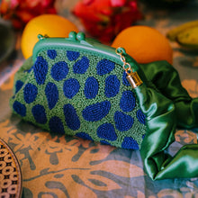 Load image into Gallery viewer, ARNOLDI JADE Hand-beaded Clutch, in Lush Green &amp; Blue
