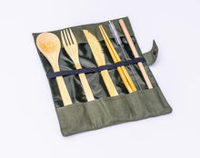 Load image into Gallery viewer, Portable Bamboo STRW Cutlery Set
